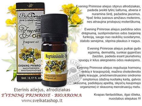 BIOAROMA - Evening Primrose eterinis aliejus 5 ml bioaroma-rose-roziu-eteriniai-aliejai-afrodiziakas-kvapas-ilgai-islieka