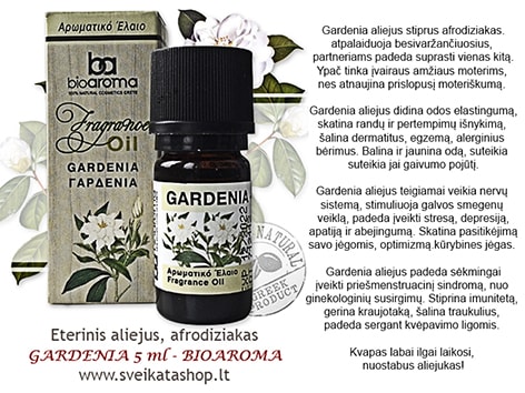 BIOAROMA - Gardenia eterinis aliejus 5 ml bioaroma-gardenia-eteriniai-aliejai-afrodiziakas-kvapas-ilgai-islieka