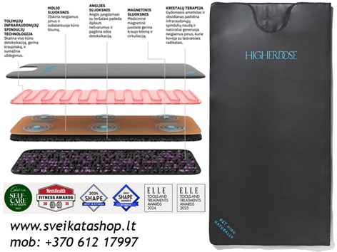 HigherDOSE infraraudonųjų spindulių kūno sauna higherdose-nir-kuno-sauna-plaukams