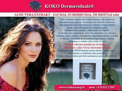Alijošiaus ekstraktas 20 ml KOKO Dermaviduals® alijosiaus-aloe-vera-ekstraktas-dermaviduals-slopina-uzdegimus-tonizuoja-oda