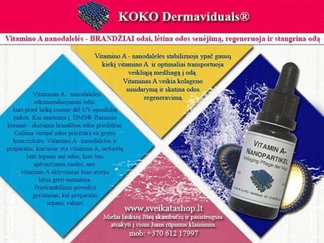 Vitamino A nanodalelės 20 ml KOKO dermaviduals® vitamino-a-nanodaleles-dermaviduals-odos-regeneravimui-kaina