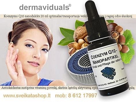 Koenzymo Q10 nanodalelės 20 ml KOKO Dermaviduals@ koenzymo-Q10-nanodaleles-dermaviduals-stabdo-odos-senėjimo-procesus-nuo-rauksliu