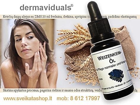 Kviečių daigų aliejus su DMS 20 ml KOKO Dermaviduals® kvieciu-daigu-aliejus-dermaviduals-drėkina-padidina-elastinguma-pagerina-riebios-sausos-odos-struktūra