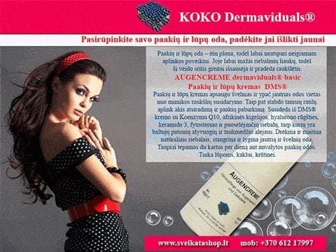 Paakių ir lūpų kremas DMS 15 ml KOKO dermaviduals® paakiu-lupu-kremas-15-ml-augencreme-dermaviduals-kosmetika-kaina