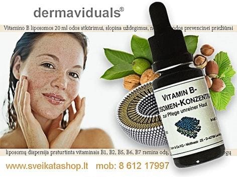 Vitamino B liposomos 20 ml KOKO Dermaviduals® vitamino-b-liposomos-dermaviduals-slopina-uzdegimus-nuo-spuogu