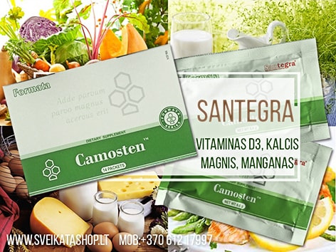 SANTEGRA - Camosten™ 14 pak vit D3, Kalcis, Magnis, Manganas camosten-vitaminas-d3-kalcis-magnis-manganas-santegra-sanariams-kaulams