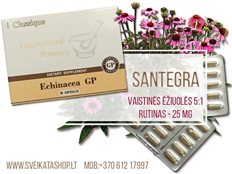 SANTEGRA Echinacea EX 30 kaps imunitetui echinocea-maisto-papildas-imunitetui-imunostimuliatorius-organizmo-stiprinimui