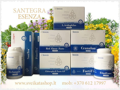 Santegra ESENZA maisto papildai organizmo valymui santegra-premone-nuo-kirmeliu-parazitu-grybeliu-kandidozes-zarnyno-mikroflorai
