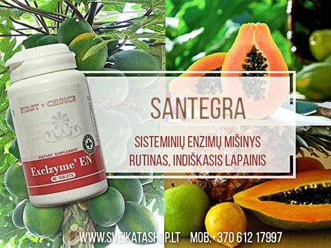 SANTEGRA maisto papildas Exclzyme® EN 60 tabl sisteminiai enzimai exclzyme-santegra-sisteminiai-enzimai-pagerina-virskinima-reguliuoja-medziagu-apykaita