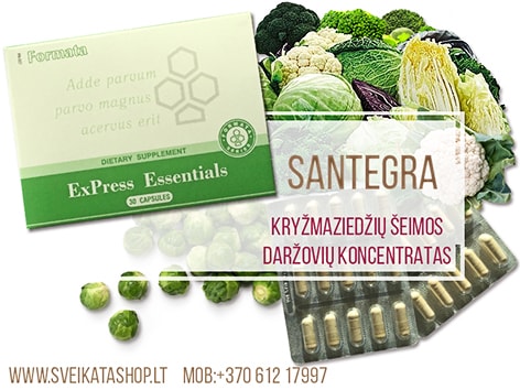 SANTEGRA - ExPress Essentials 30 kaps, brokoliai express-essentials-santegra-brokoliai-augalinis-antioksidantas