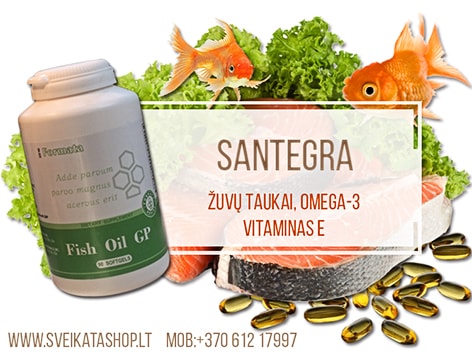 SANTEGRA Fish Oil GP 90 kaps, Omega-3, Vitaminas E fish-oil-gp-zuvies-taukai-omega-3-papildas-santegra-kaina-pigiau-akcija