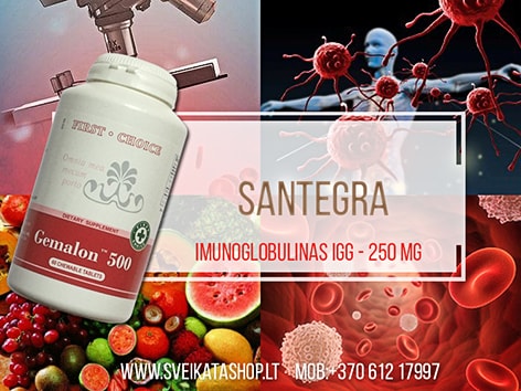 Gemalon™ 500 60 tabl imunitetui Santegra JAV gemalon-500-60-tabl-imunoglobulinas-maisto-papildas-santegra-kaina