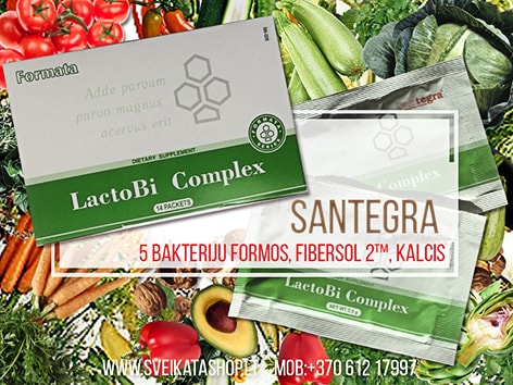SANTEGRA maisto papildas LactoBi Complex 14 pak lactobi-complex-santegra-normalizuoti-zarnyno-mikroflora-pagerinti-virskinima