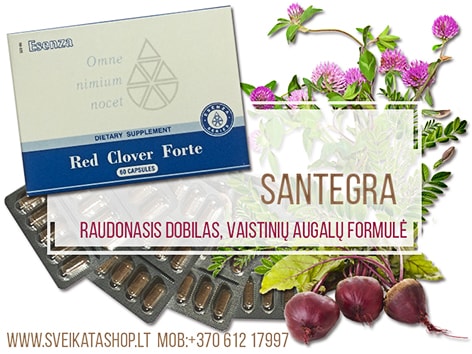 SANTEGRA Red Clover Forte 60 kaps maisto papildas su unikali vaistinių augalų formulė red-clover-forte-santegra-valo-organizma-detoksikuoja-geriana-apykaita